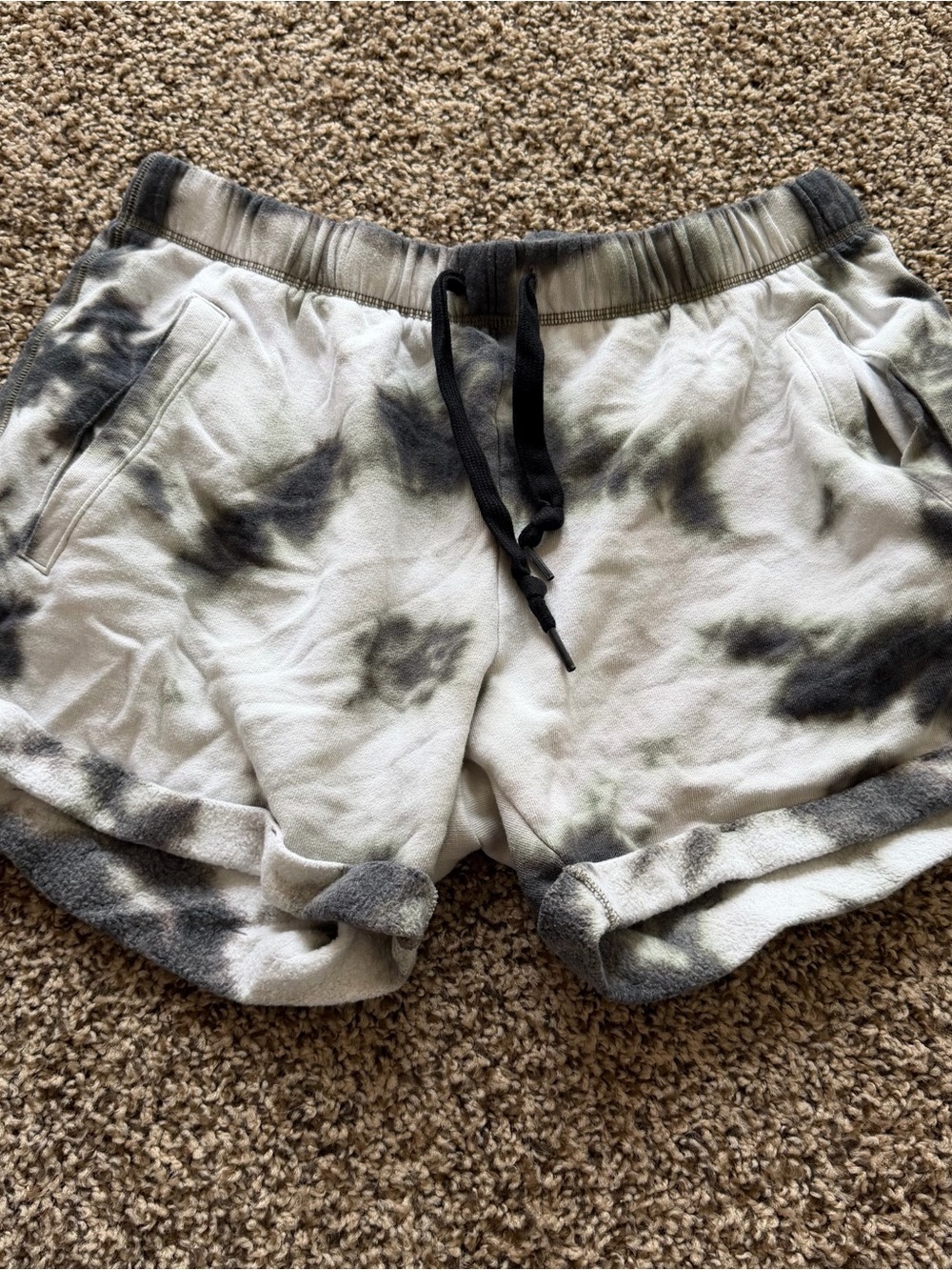 PINK Victoria's Secret Black & White Tie-Dye Athletic Shorts